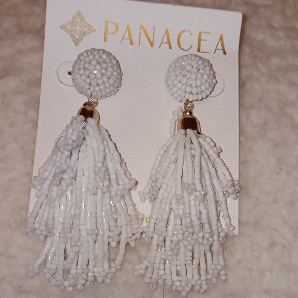 Panache Gold and White Tassel Earrings